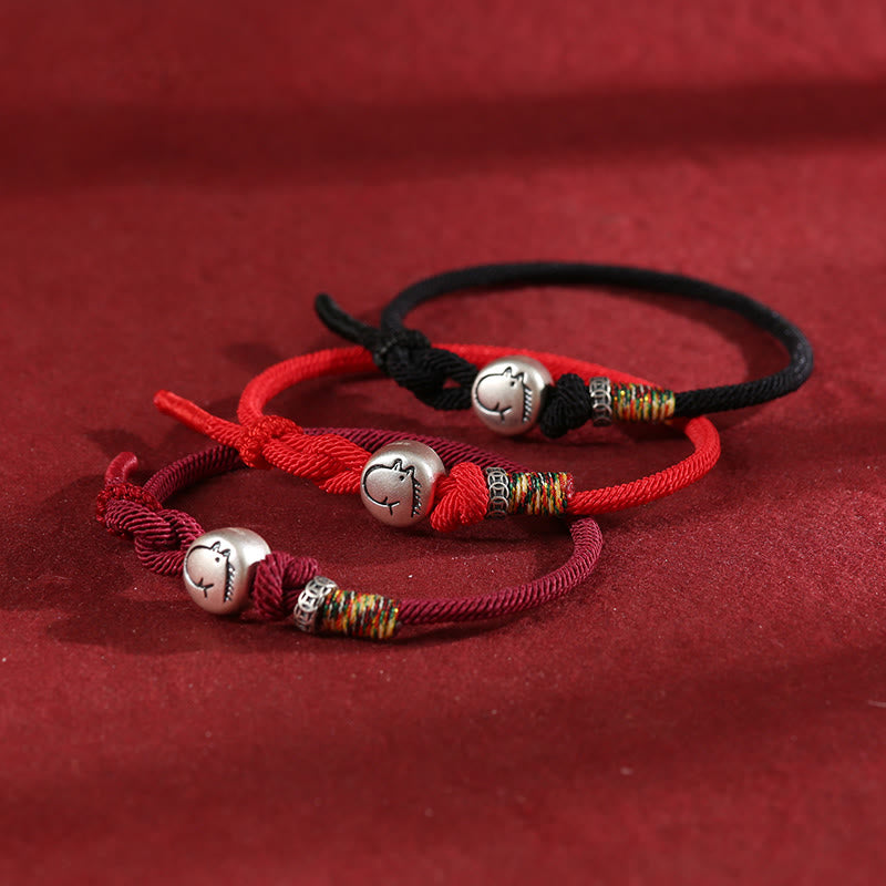 Year of the Horse 999 Sterling Silver Copper Coins Rope Braided Protection Bracelet