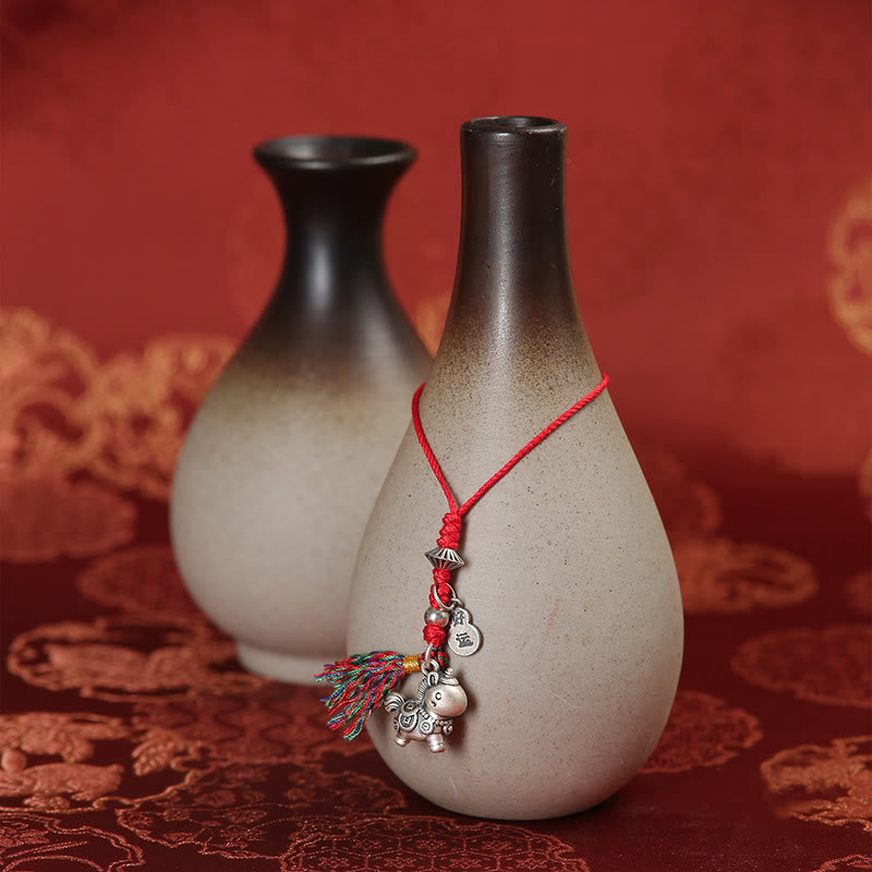 Year of the Horse 999 Sterling Silver Good Luck Copper Coins Phone Hanging Decoration