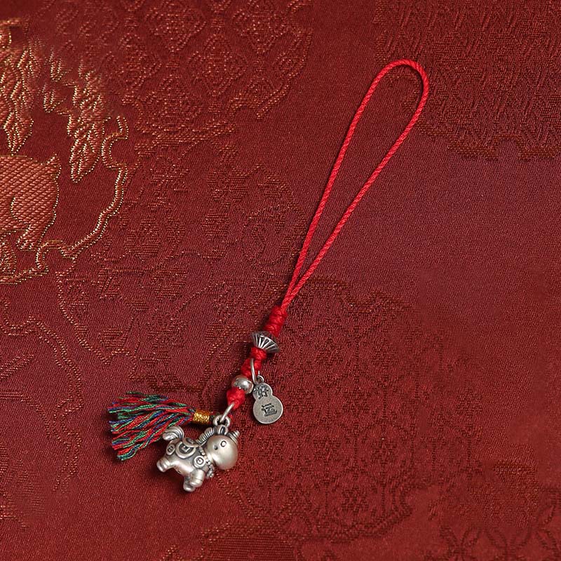 Year of the Horse 999 Sterling Silver Good Luck Copper Coins Phone Hanging Decoration