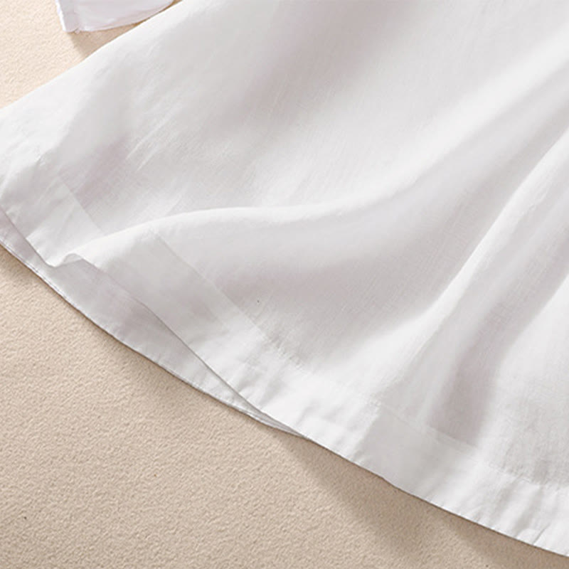 Tactile Embroidered Puff-Sleeve Meditation Shirt