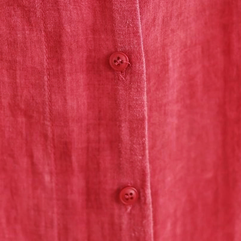 Tactile Cotton Asymmetric Button Grounding Shirt