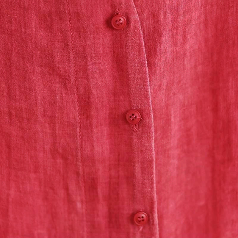 Tactile Cotton Asymmetric Button Grounding Shirt