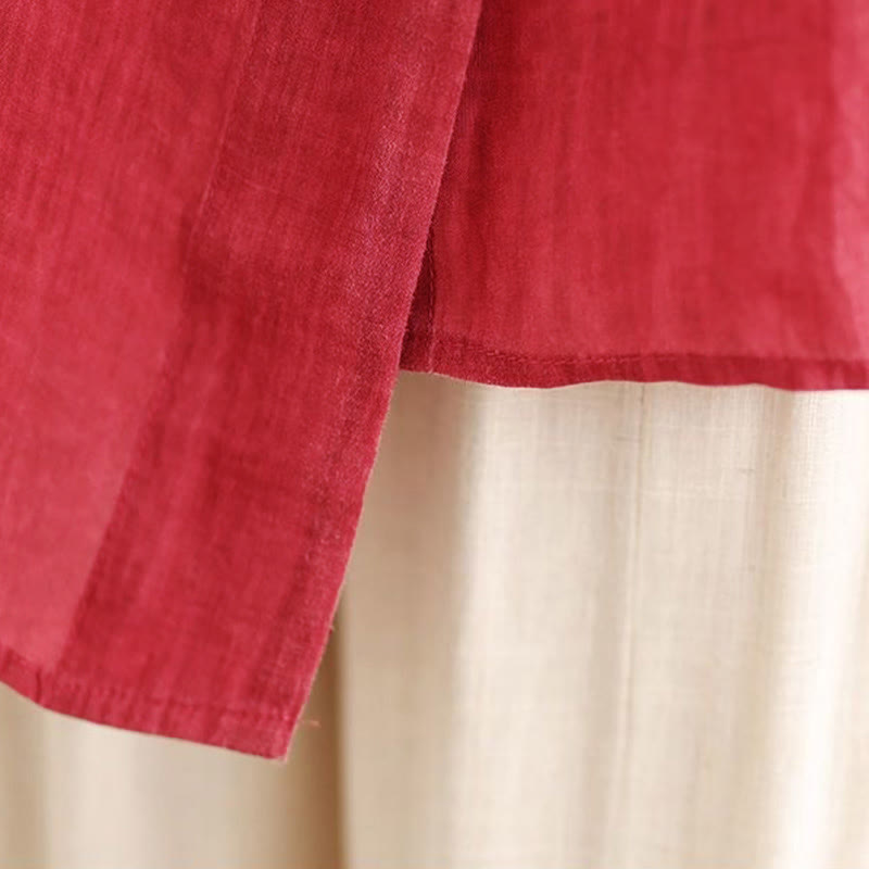 Tactile Cotton Asymmetric Button Grounding Shirt