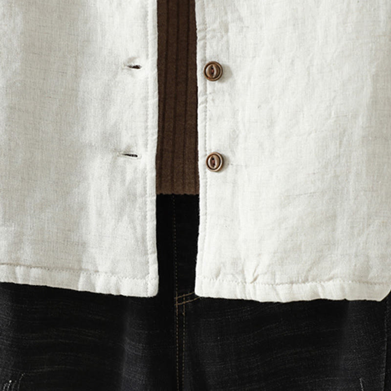 Natural Cotton Slim-Fit Crew Neck Long Sleeve Jacket