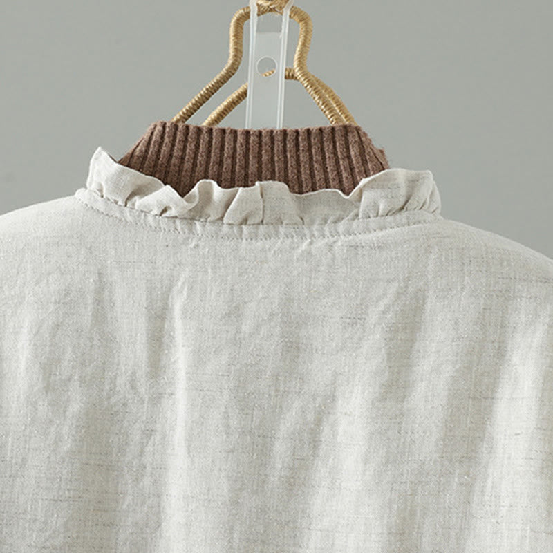 Natural Cotton Slim-Fit Crew Neck Long Sleeve Jacket