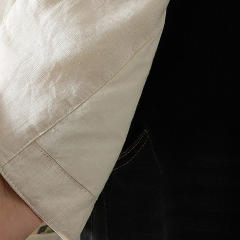 Embroidered Cotton Padded Stand Collar Mindful Jacket