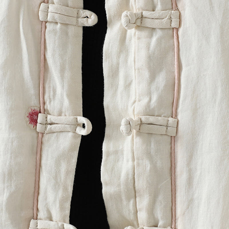 Embroidered Cotton Padded Stand Collar Mindful Jacket