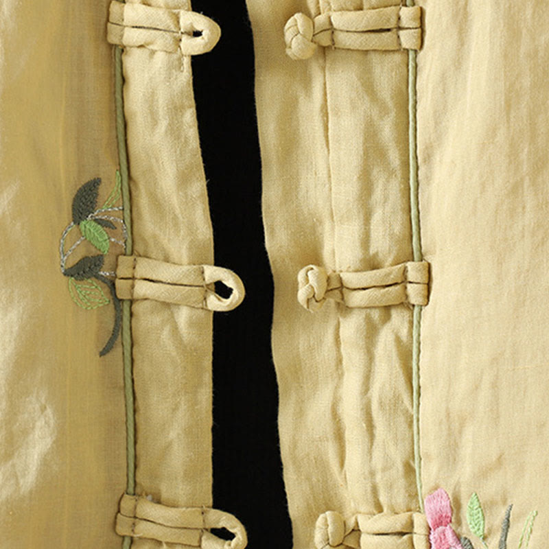 Embroidered Cotton Padded Stand Collar Mindful Jacket