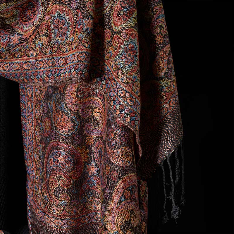 Spring Purple Cashew Flower Pattern Tassel Soft Scarf Shawl