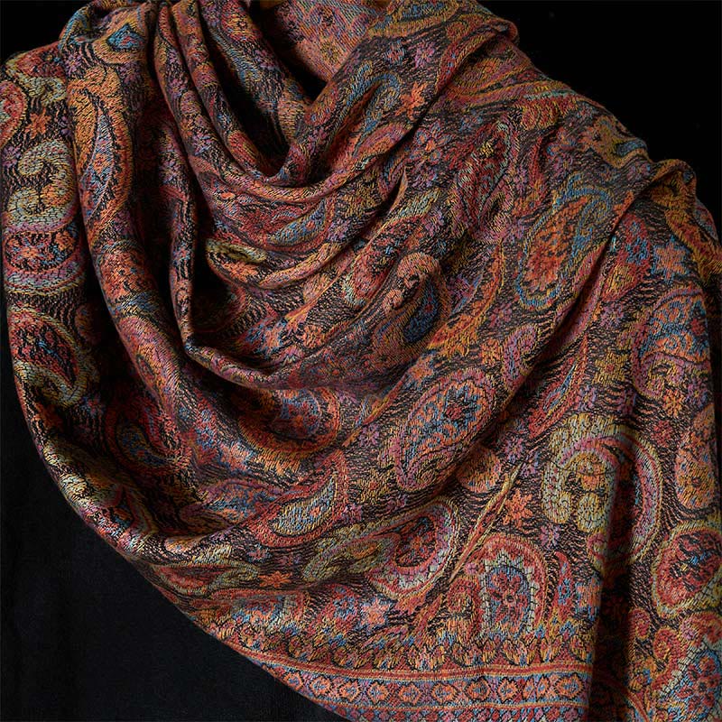 Spring Purple Cashew Flower Pattern Tassel Soft Scarf Shawl