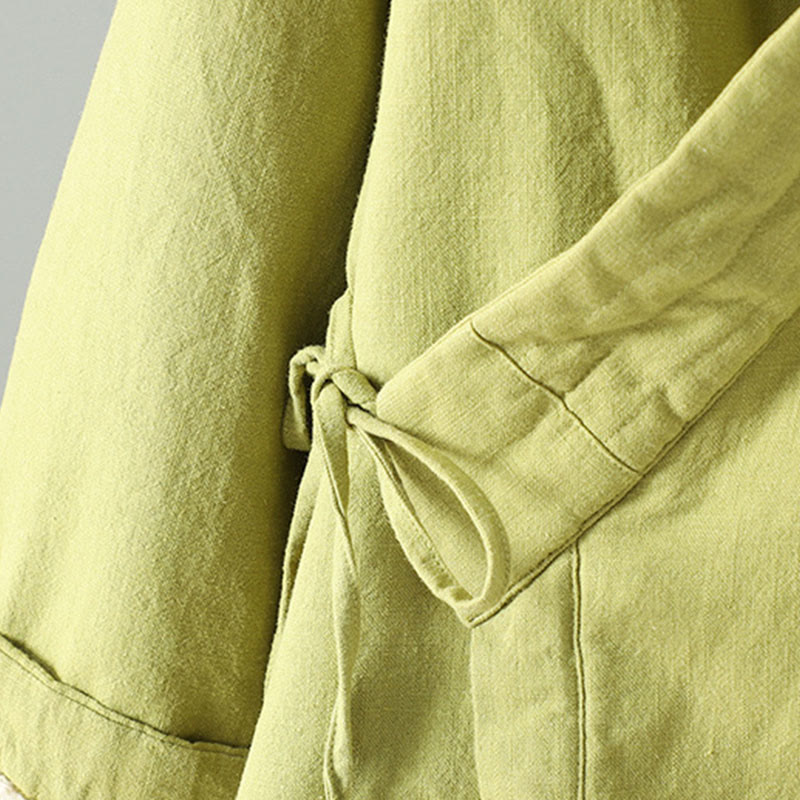 Tactile Cotton Notched Collar Meditation Jacket