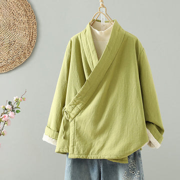 Tactile Cotton Notched Collar Meditation Jacket