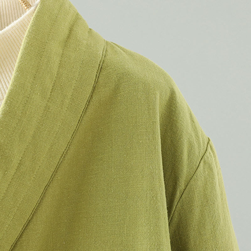 Tactile Cotton Notched Collar Meditation Jacket