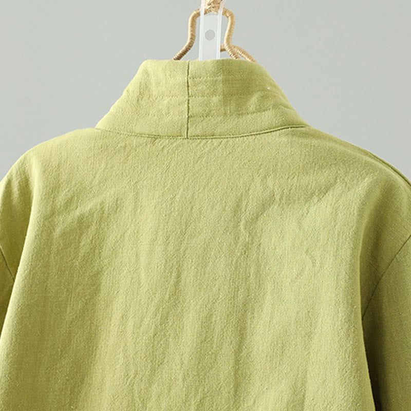 Tactile Cotton Notched Collar Meditation Jacket