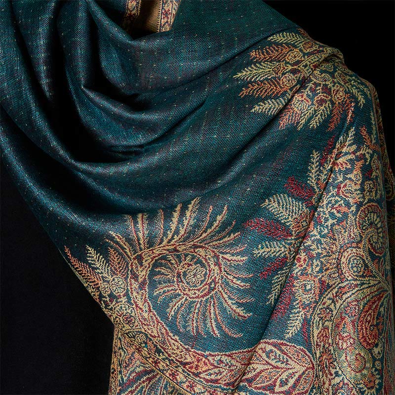 Tactile Botanical Knit Tasseled Meditation Shawl