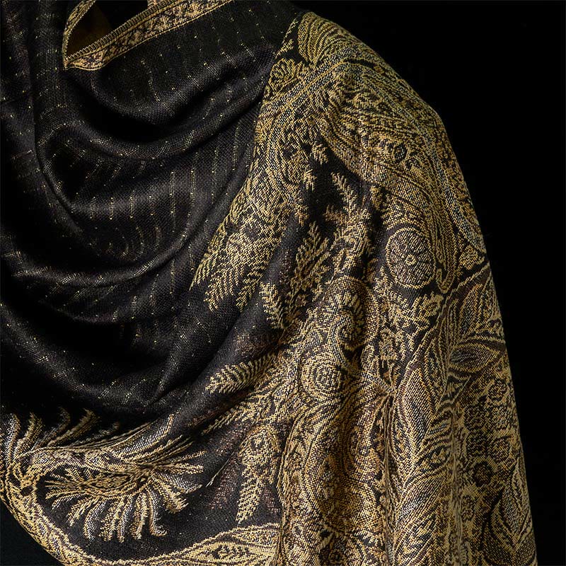 Tactile Botanical Knit Tasseled Meditation Shawl