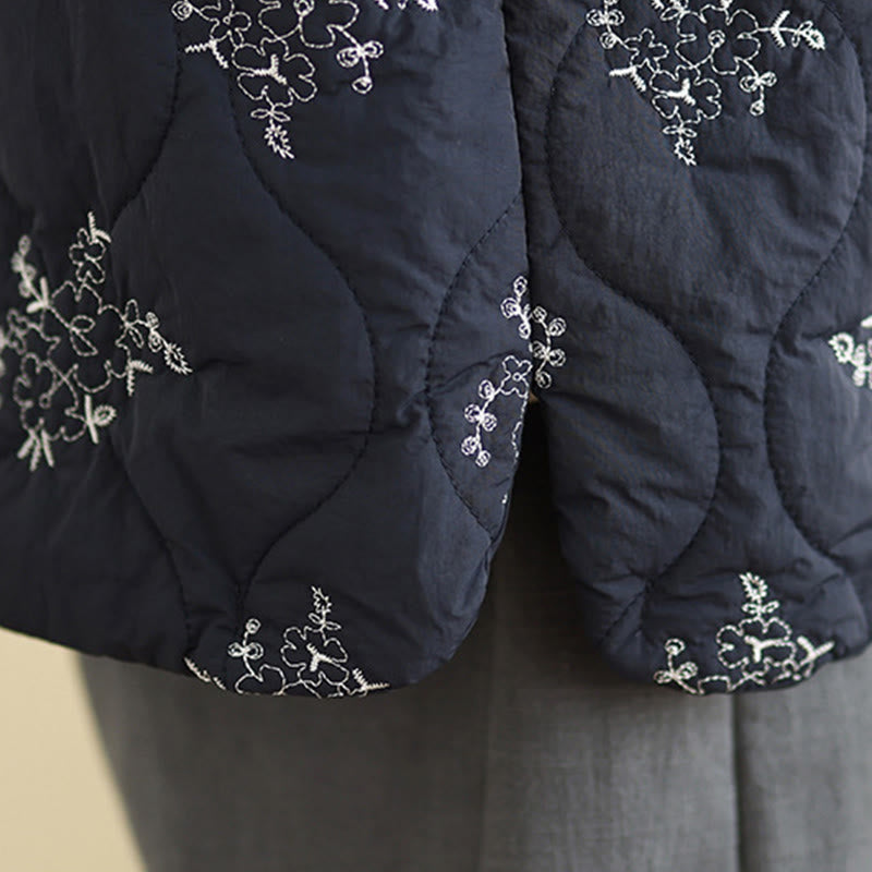 Structured Cotton Embroidered Stand-Collar Mindful Waistcoat