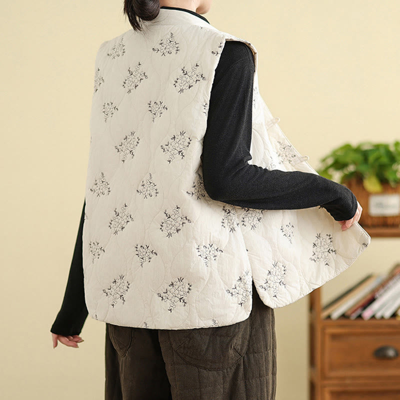 Structured Cotton Embroidered Stand-Collar Mindful Waistcoat