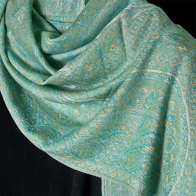 Soft Geometric Jacquard Tassel Meditation Wrap Shawl