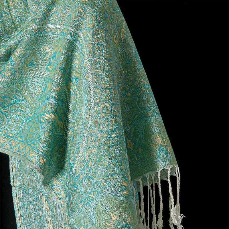 Soft Geometric Jacquard Tassel Meditation Wrap Shawl