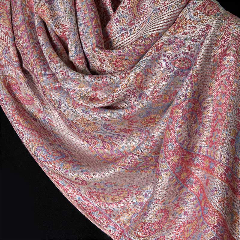 Geometric Pattern Tibetan Meditation Shawl with Tassel Detail