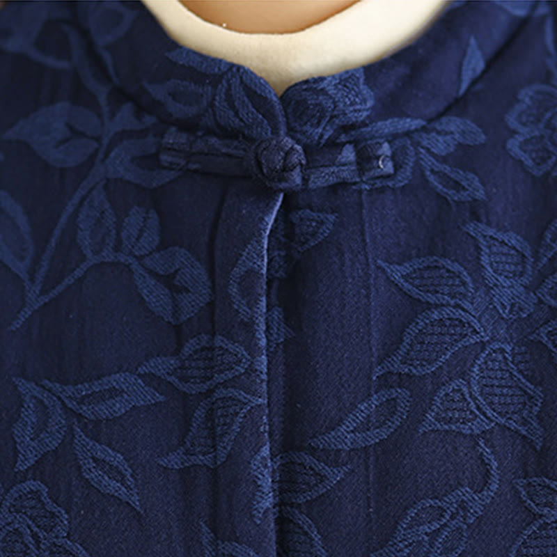Tactile Cotton Jacquard Stand-Collar Meditation Waistcoat