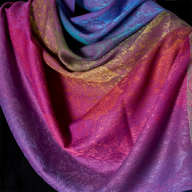 Spring Colorful Gradient Cashew Flower Pattern Tassel Cozy Scarf Shawl