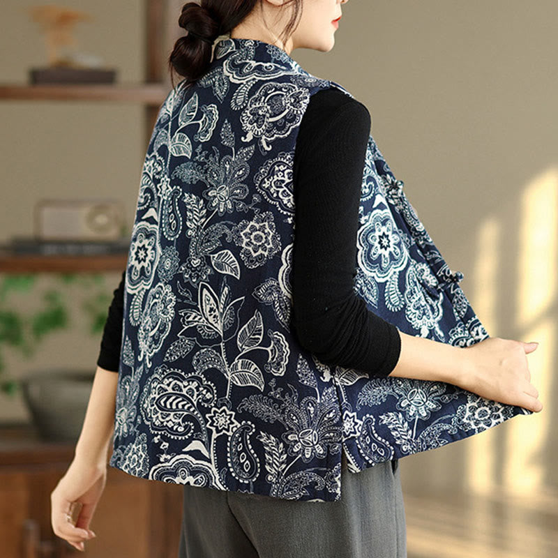 Botanical Cotton Stand-Collar Mindful Layering Waistcoat