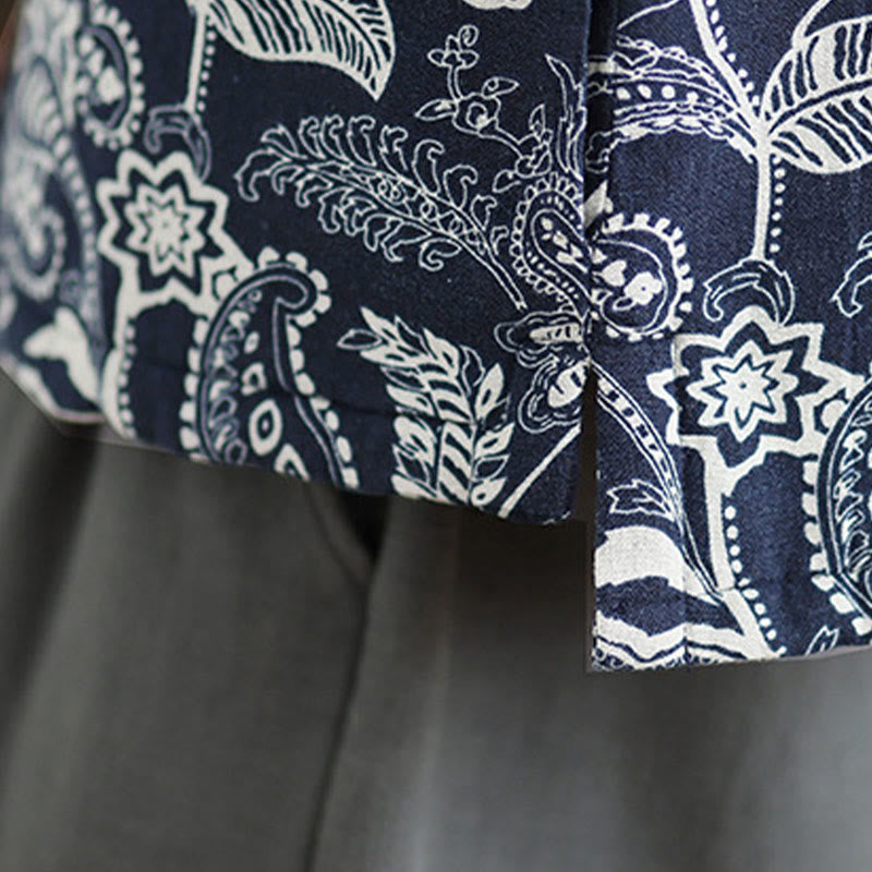 Botanical Cotton Stand-Collar Mindful Layering Waistcoat