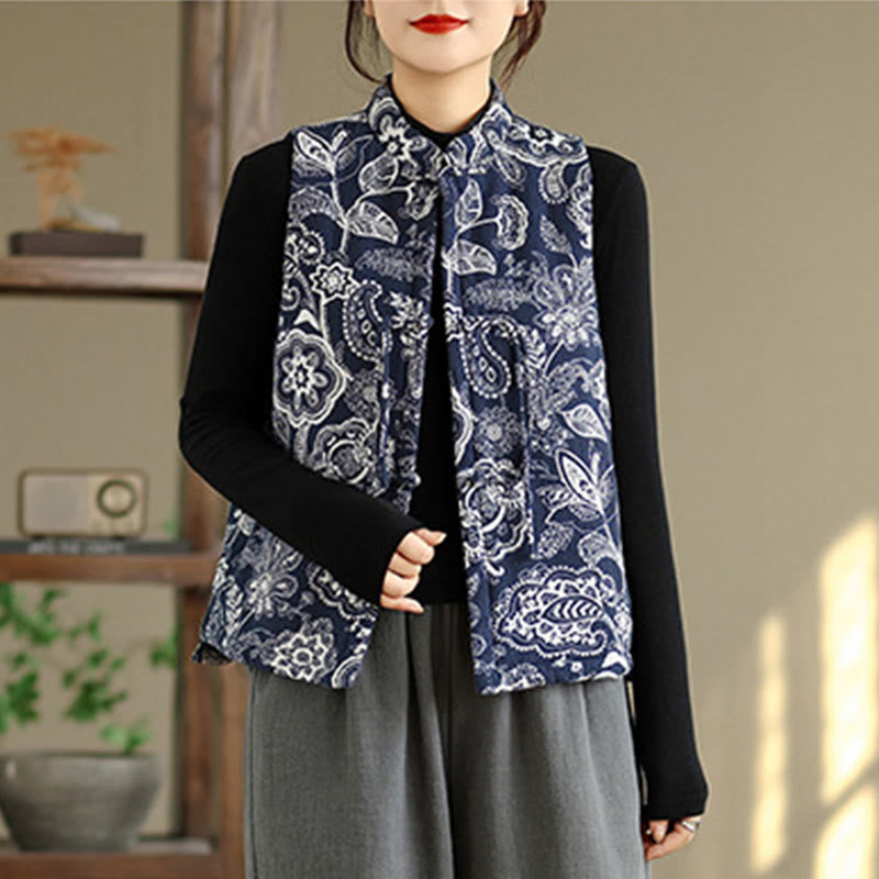 Botanical Cotton Stand-Collar Mindful Layering Waistcoat