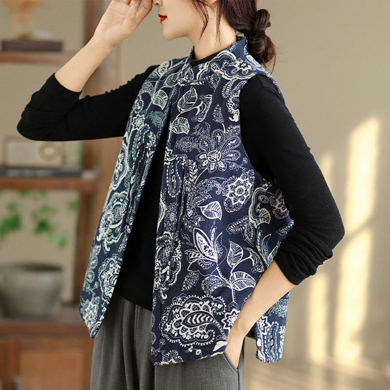 Botanical Cotton Stand-Collar Mindful Layering Waistcoat