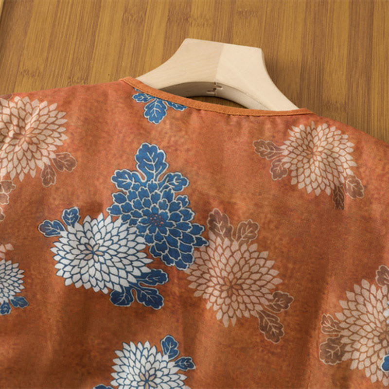 Organic Cotton Floral Print Sleeveless Meditation Waistcoat