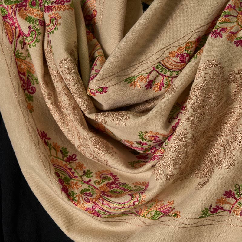 Winter Colorful Vines Flowers Pattern Tassel Cozy Scarf Shawl