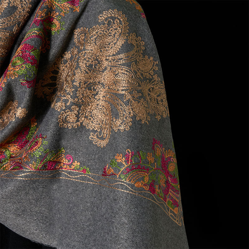 Winter Colorful Vines Flowers Pattern Tassel Cozy Scarf Shawl