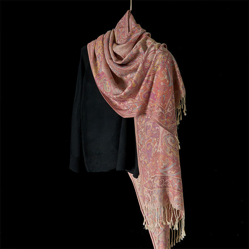 Spring Cashew Flower Vines Pattern Tassel Soft Scarf Shawl