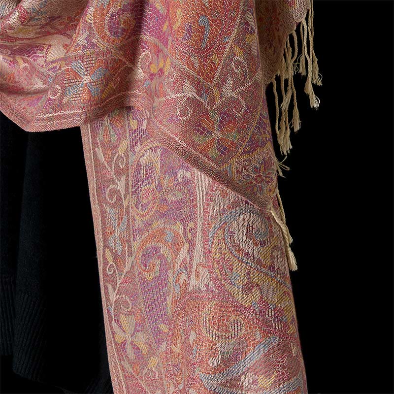 Spring Cashew Flower Vines Pattern Tassel Soft Scarf Shawl