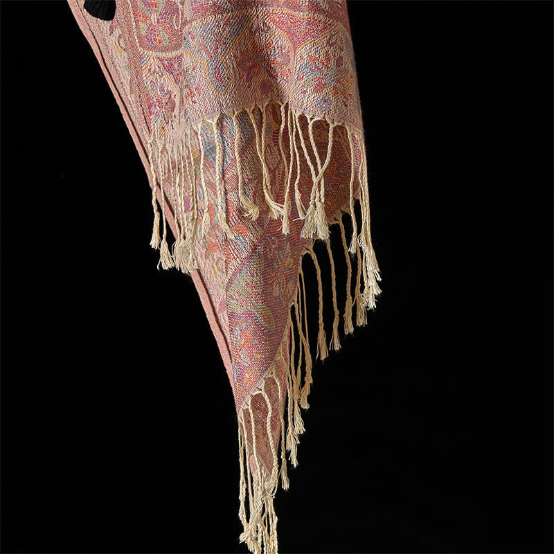 Spring Cashew Flower Vines Pattern Tassel Soft Scarf Shawl