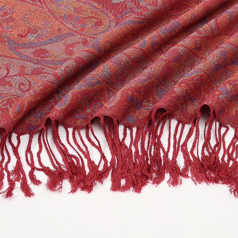 Spring Cashew Flower Vines Pattern Tassel Soft Scarf Shawl
