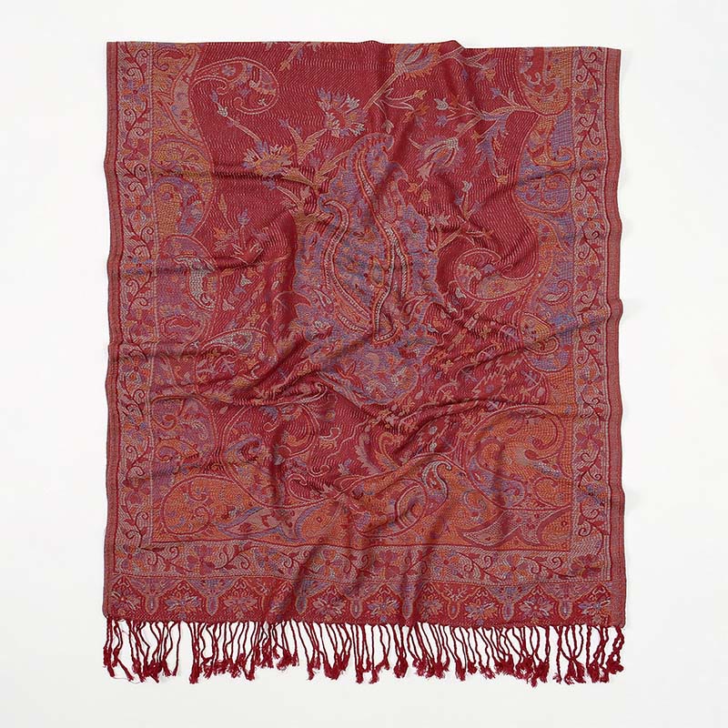 Spring Cashew Flower Vines Pattern Tassel Soft Scarf Shawl