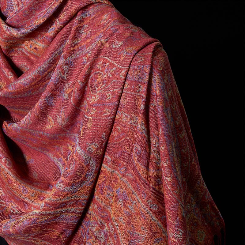 Geometric Pattern Tibetan Meditation Shawl Soft Knit Wrap