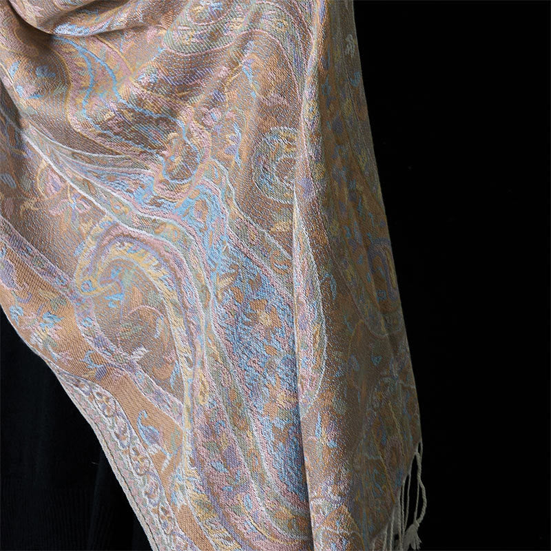 Geometric Pattern Tibetan Meditation Shawl Soft Knit Wrap