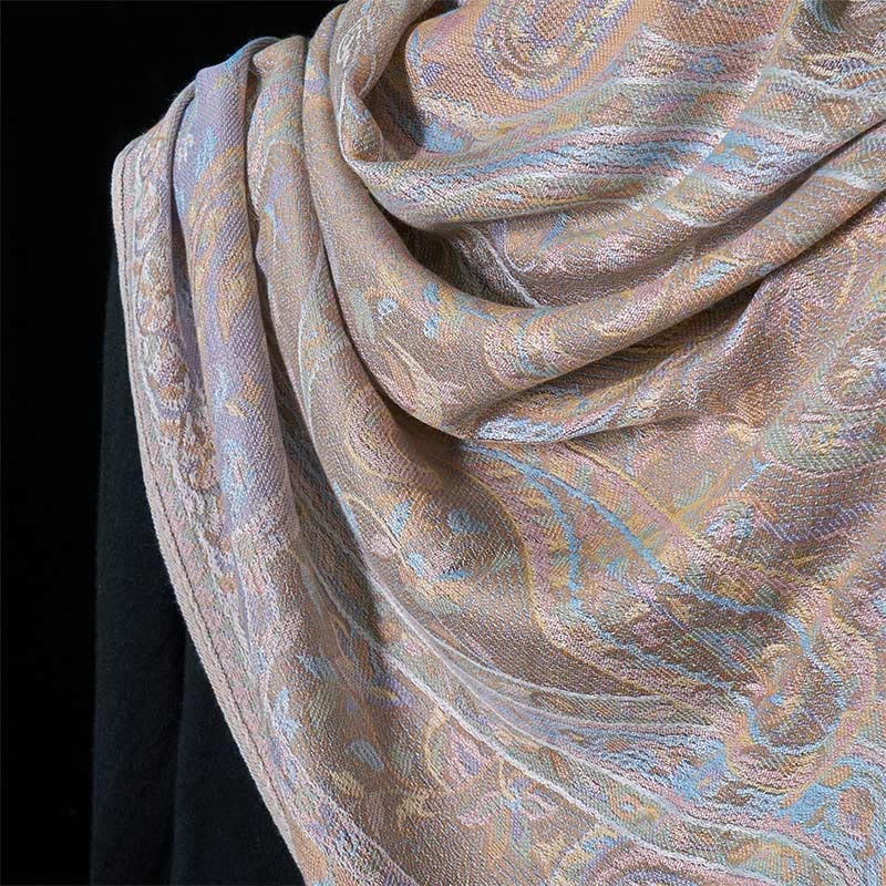 Geometric Pattern Tibetan Meditation Shawl Soft Knit Wrap