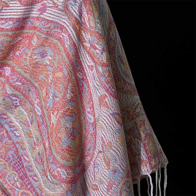Geometric Pattern Tibetan Meditation Shawl Soft Knit Wrap