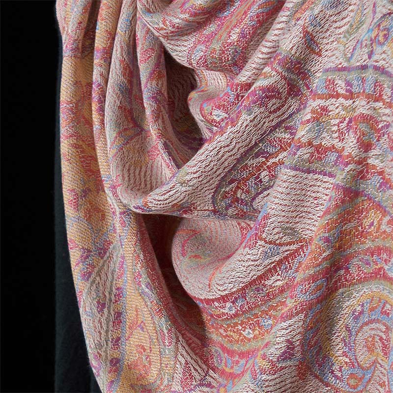 Geometric Pattern Tibetan Meditation Shawl Soft Knit Wrap