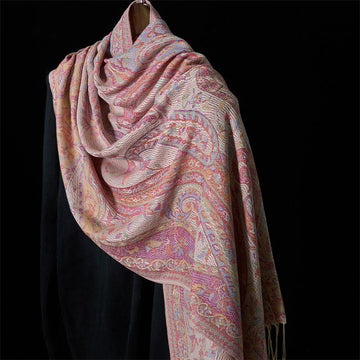 Geometric Pattern Tibetan Meditation Shawl Soft Knit Wrap