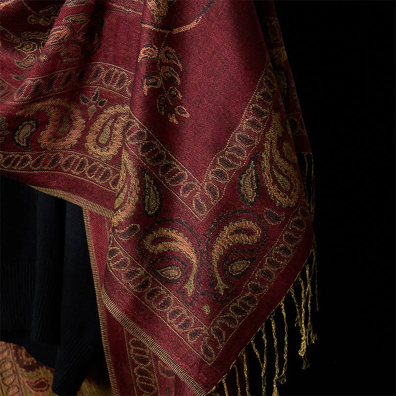 Soft Floral Tibetan Tassel Shawl for Mindful Layering