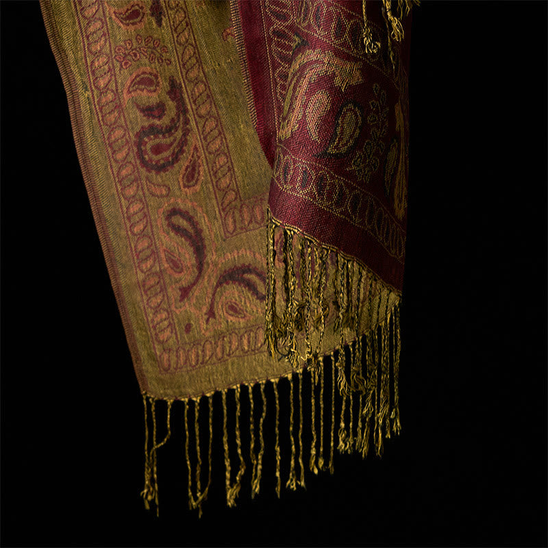 Soft Floral Tibetan Tassel Shawl for Mindful Layering