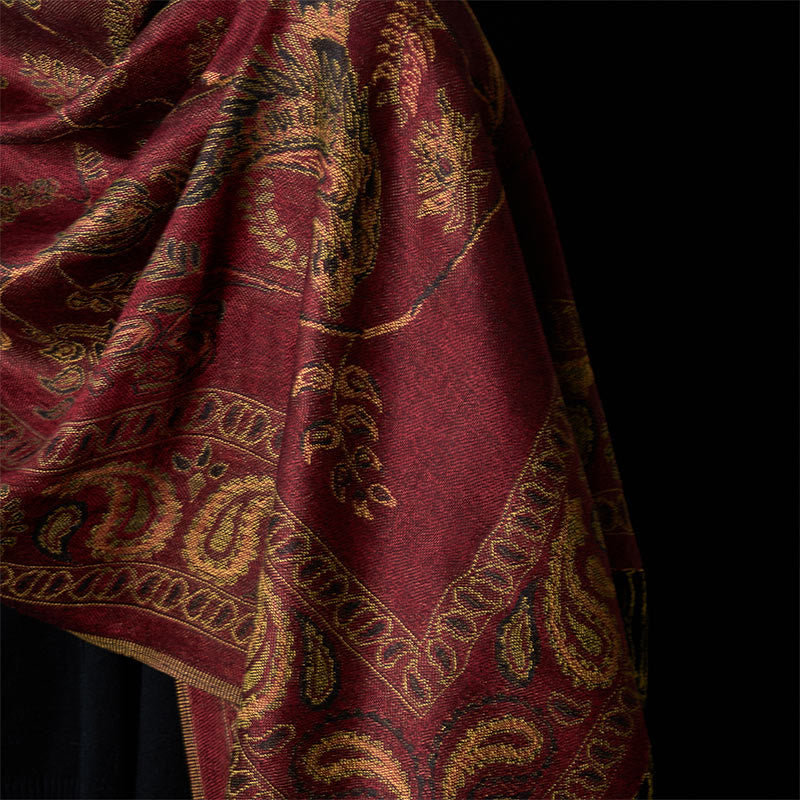 Soft Floral Tibetan Tassel Shawl for Mindful Layering
