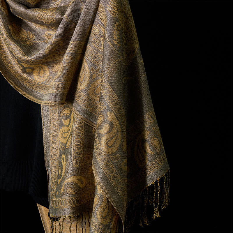 Botanical Pattern Tibetan Shawl Soft Meditation Wrap