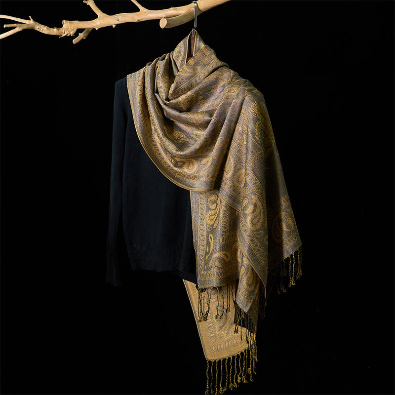 Botanical Pattern Tibetan Shawl Soft Meditation Wrap